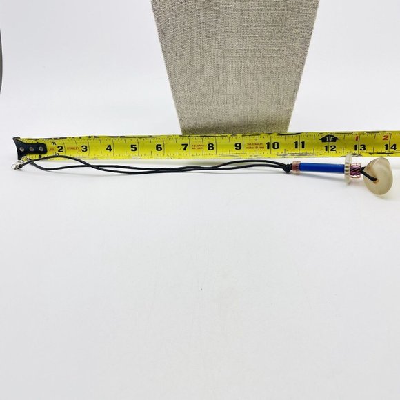 Art Glass Pendant Necklace Faux Leather Cord Silver Tone Boho Festival Party - Picture 5 of 6